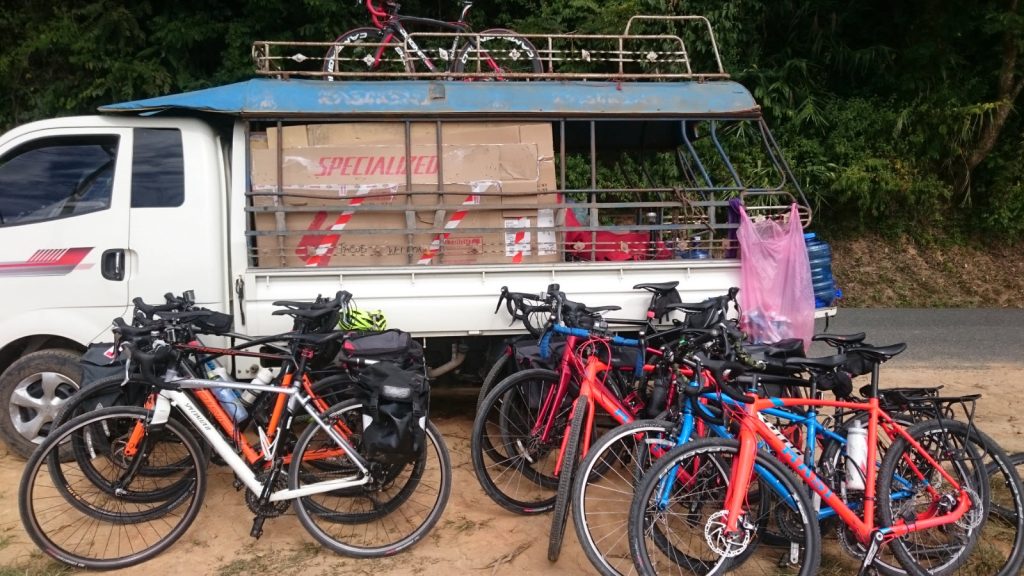 Truck support for cycling Laos